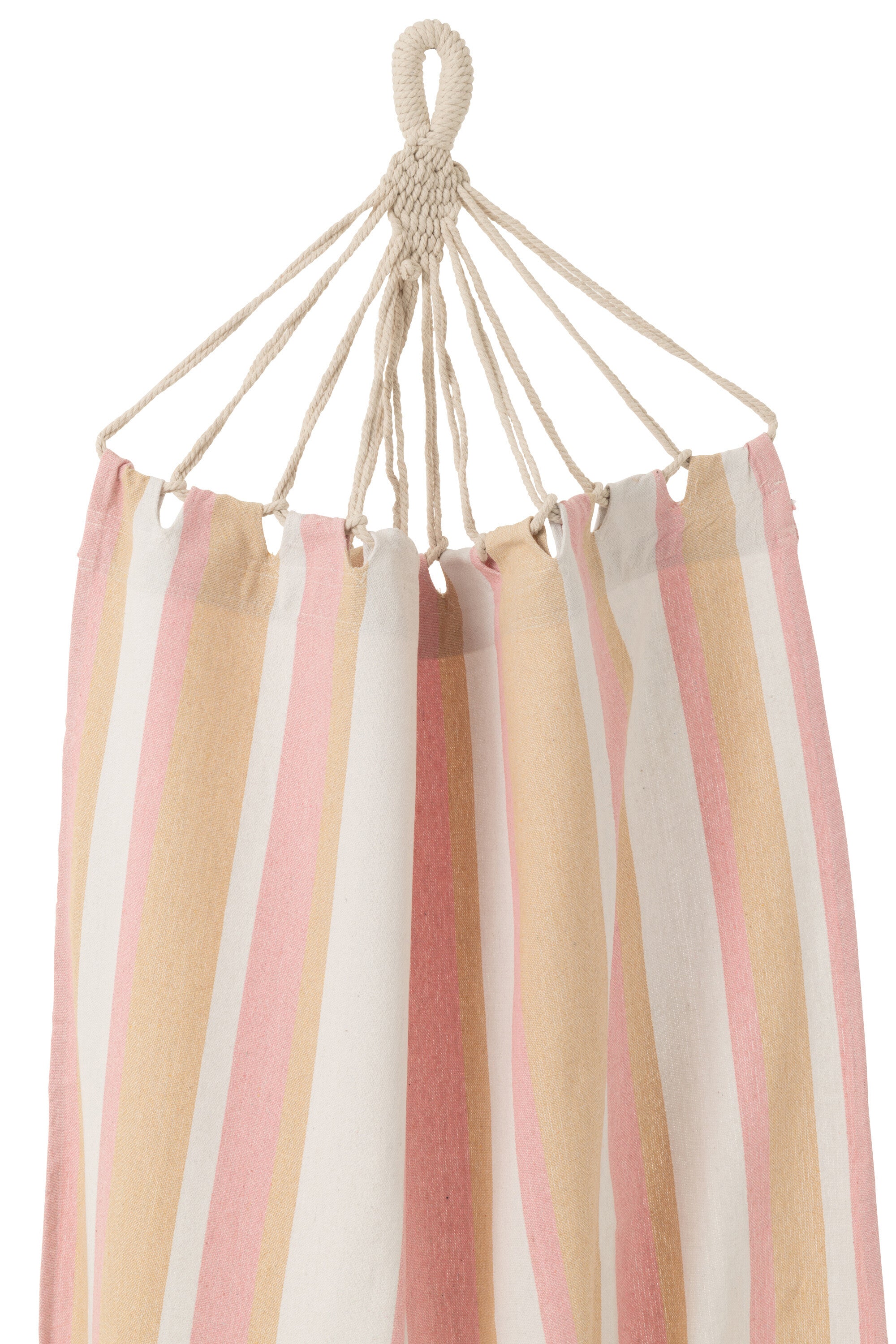 J-Line hangmat Strepen - katoen/polyester - wit/beige/lichtroze