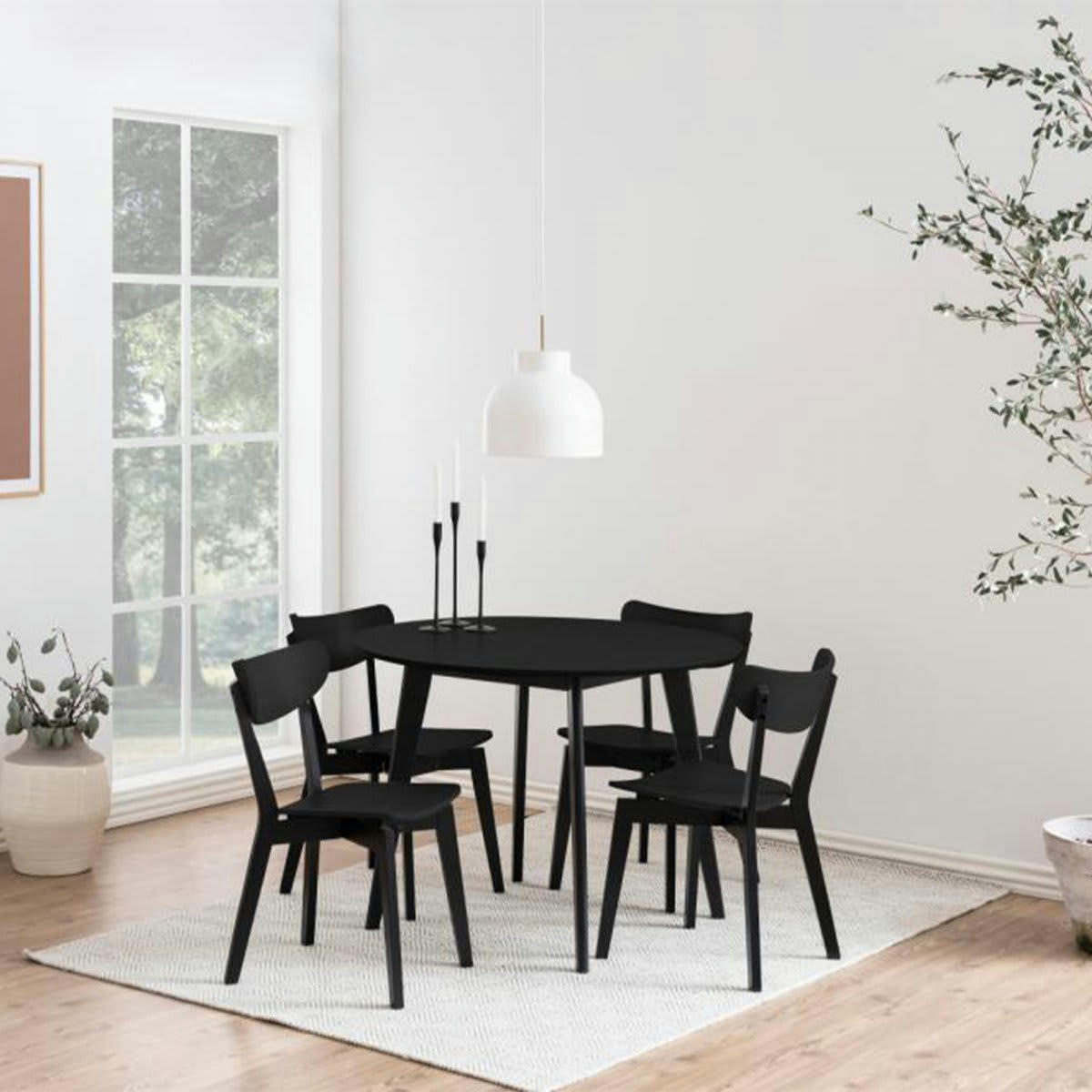 ROXY - Table à manger ronde en bois 105cm noir