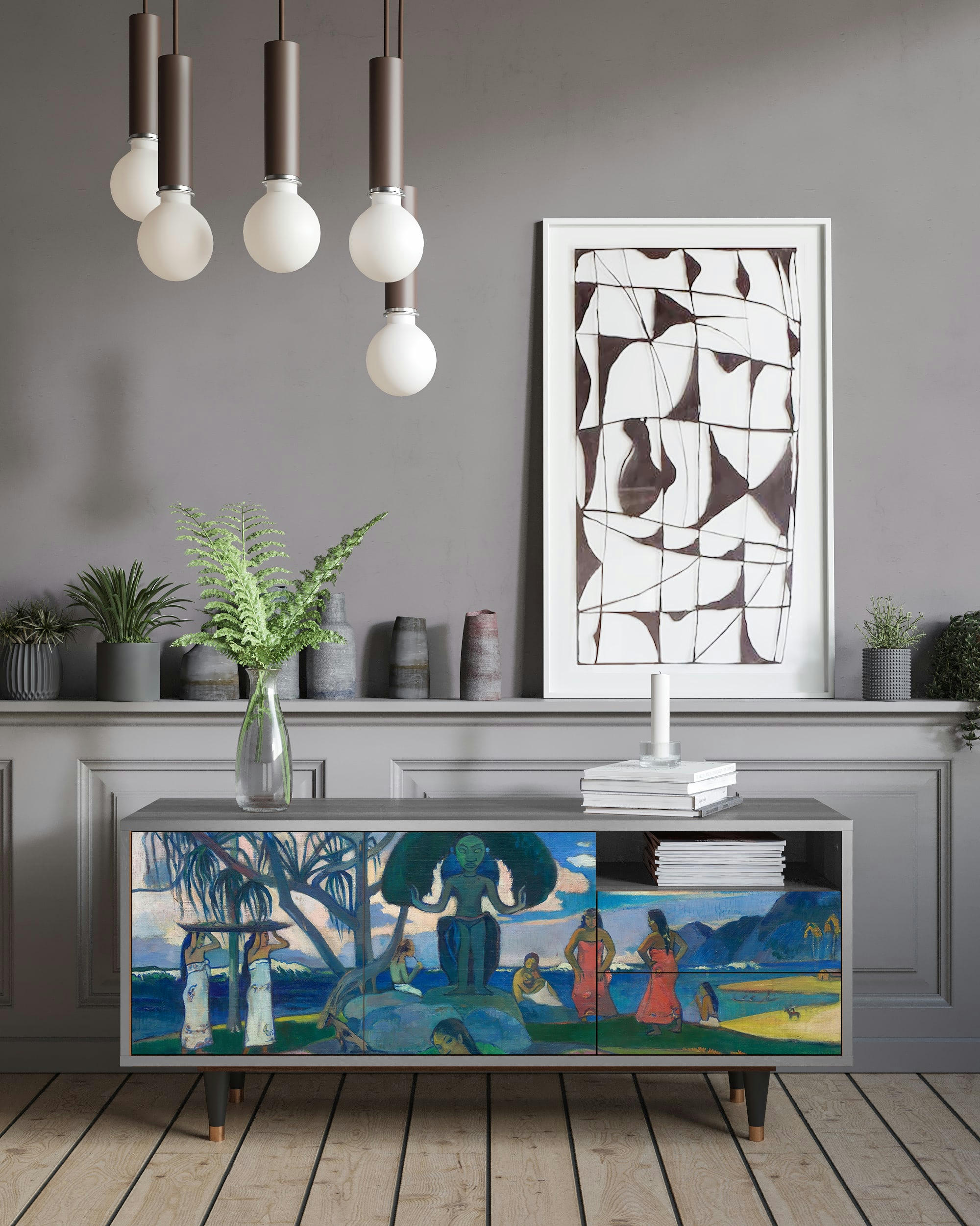 DAY OF THE GOD BY PAUL GAUGUIN - Meuble TV  multicolore 2 tiroirs et 2 portes L 125 cm