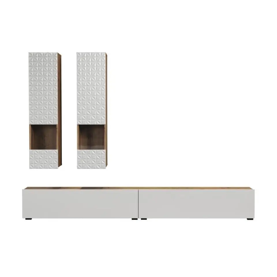 Hioshop Rezzo systeem rek 4 delen mat wit- eiken decor