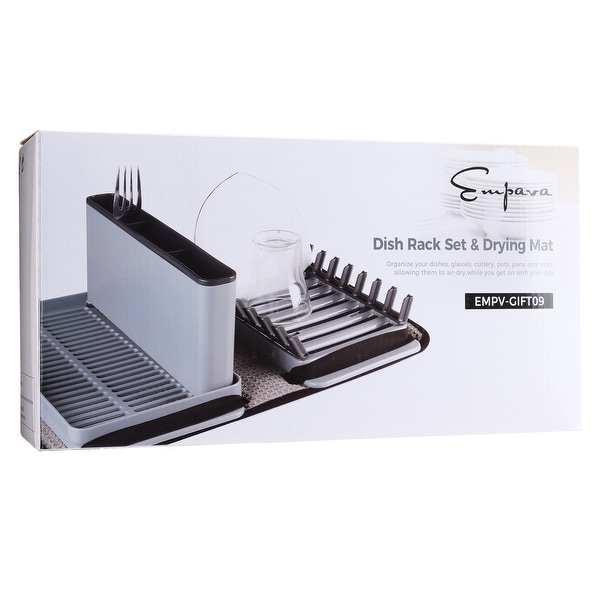 Outdoor Camping Gear Countertop Dish Rack Set with Sponge Drying Mat