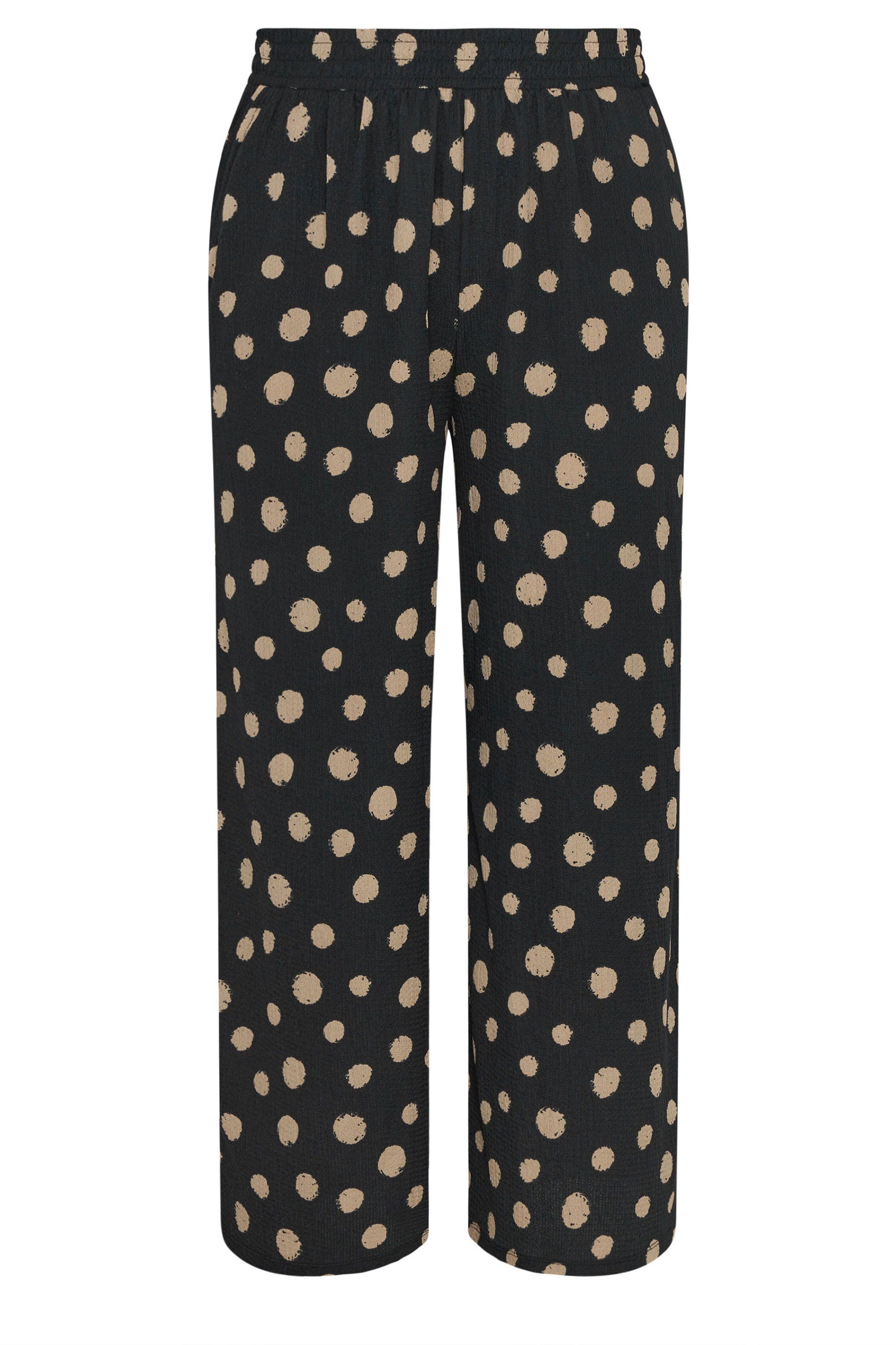 Yours Polka Dot Textured Wide Leg Trousers