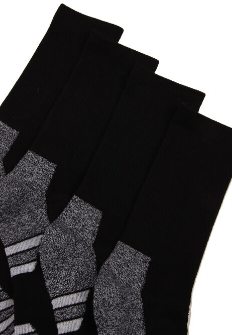Mens 4pk Black Stripe Sports Socks