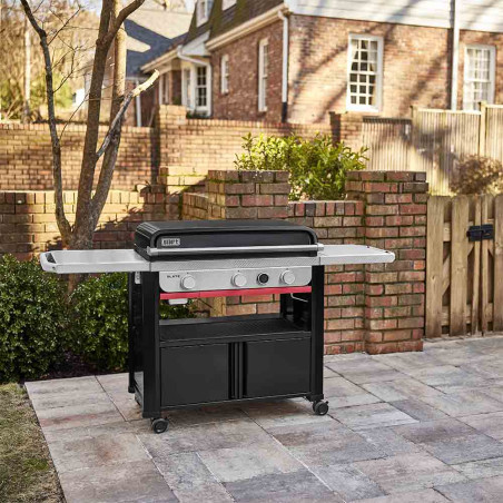 Pack plancha gaz Premium SLATE GPD 76 cm sur chariot   housse de protection - Weber