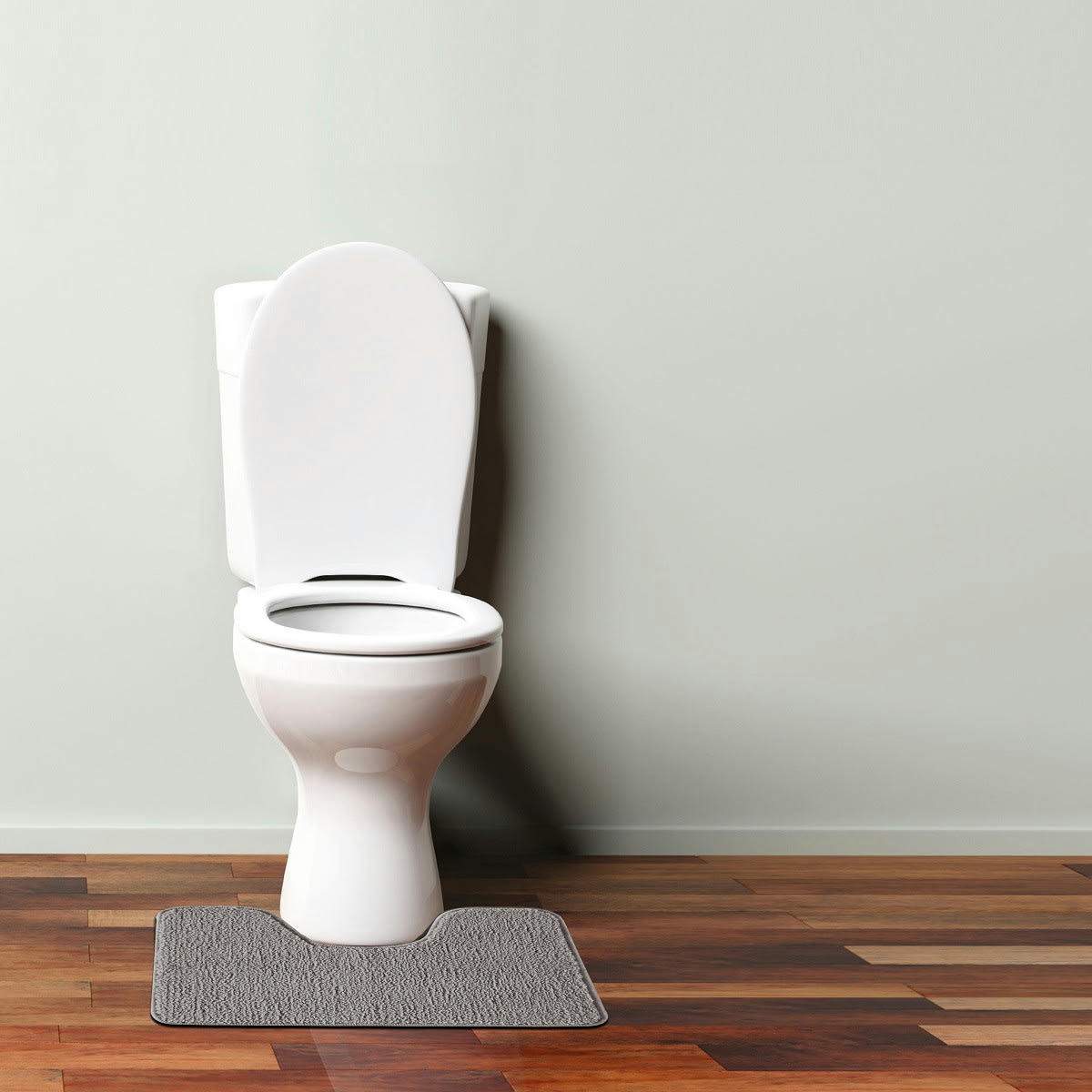 POLYNESIE - Tapis de toilette en polyester uni gris 50x40cm