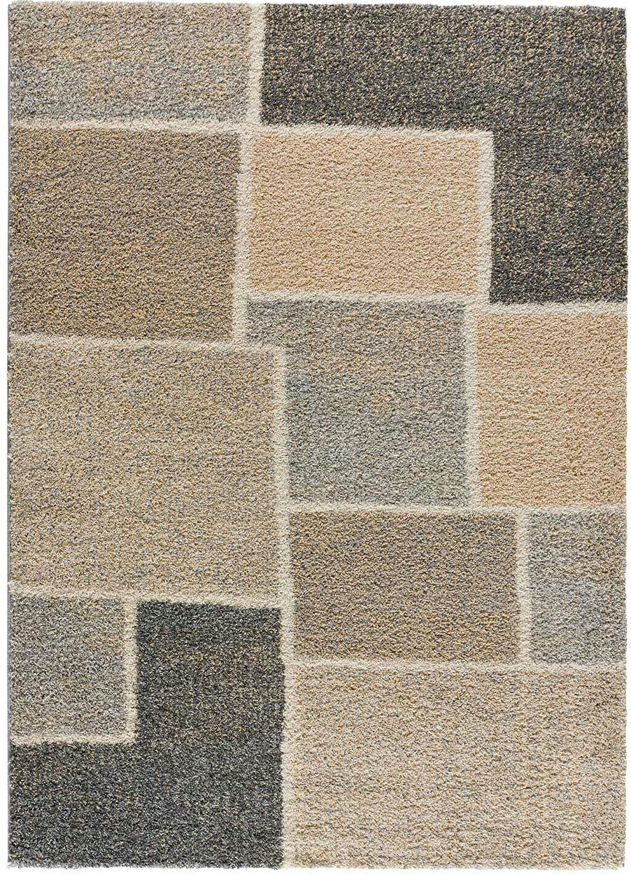IRATI - Tapis shaggy géométrique beige, 080X150 cm