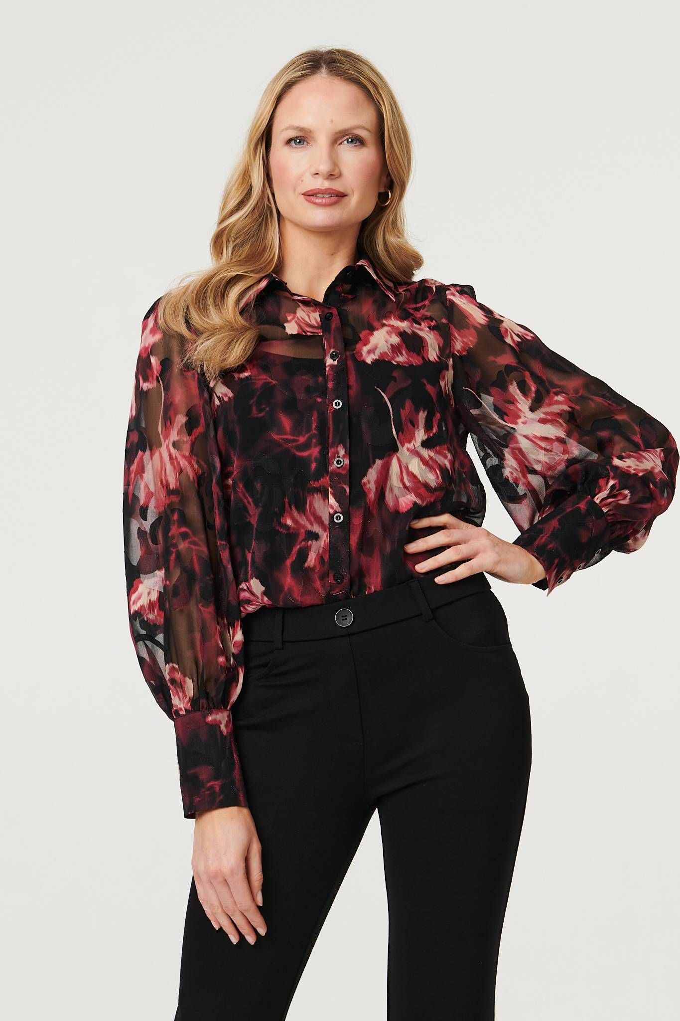 Izabel London High Waist Slim Flare Smart Trousers