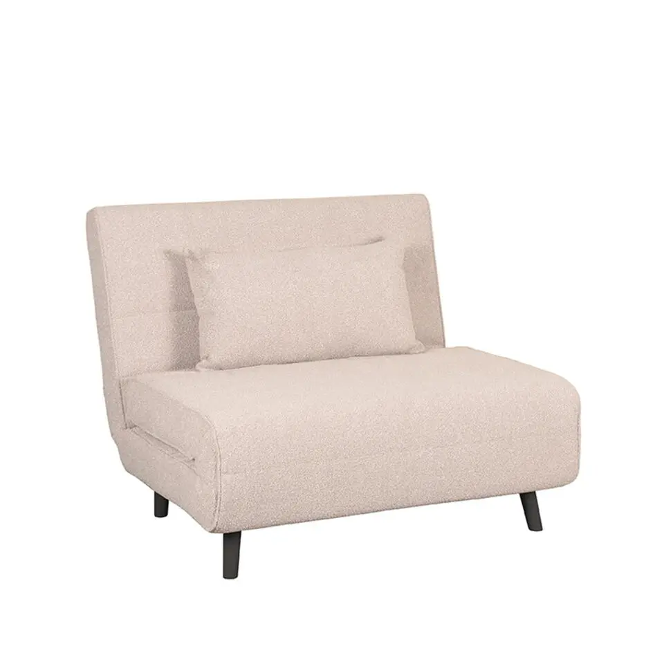 LABEL51 Slaapbank Single Boucl&eacute; Naturel/Zwart