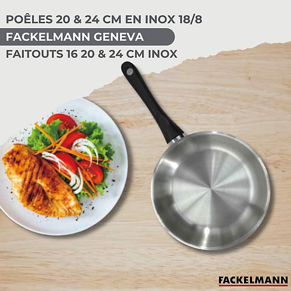 Lot de Poêles 20/24 cm avec couvercles et 3 Faitouts 16/20/24 cm Fackelmann Généva avec 5 ustensiles Océan