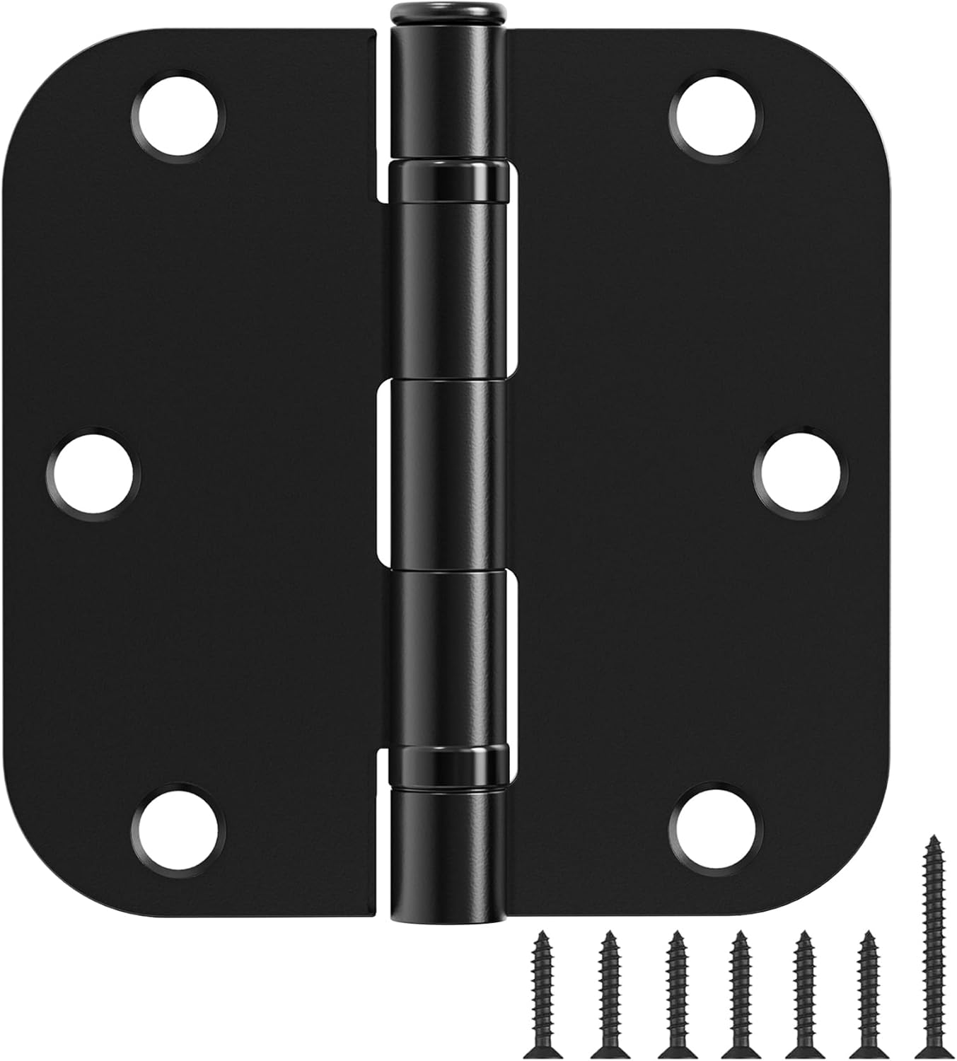 36 Pack Ball Bearing Matte Black Door Hinges 3.5 Inch 5/8 Radius Round Anti Squeak Interior 3-1/2Flat Bifold Standard Bedroom Indoor for Doors 3 ½ House Home Hardware Decor Accessories Must Have