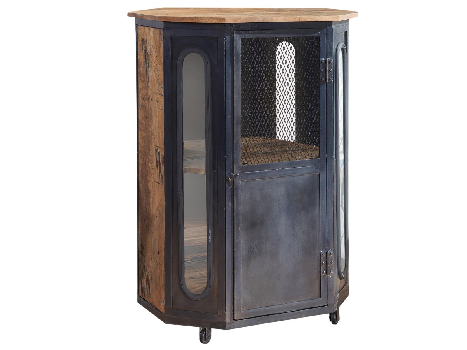 RAILWAY Witryna #130 Mango woskowane   metal 76x60x120 cm