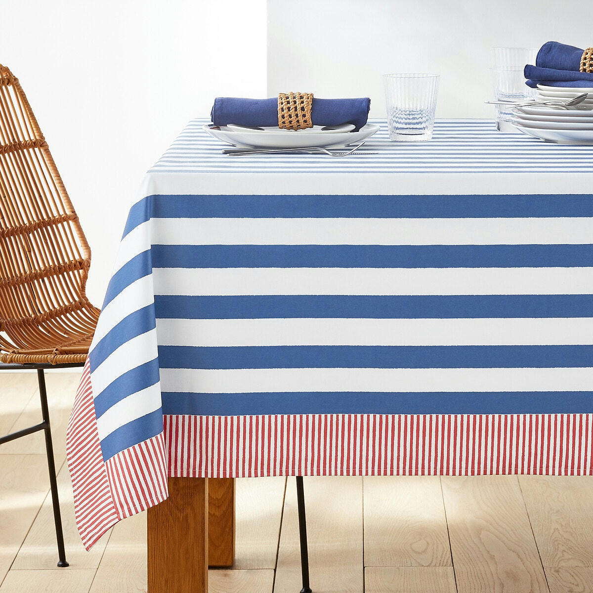 Nappe type toile cirée, pur coton souple, Hendaye