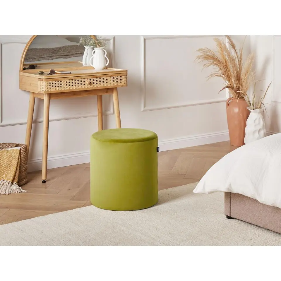 LOVETT - Poef - Olijfgroen - Fluweel