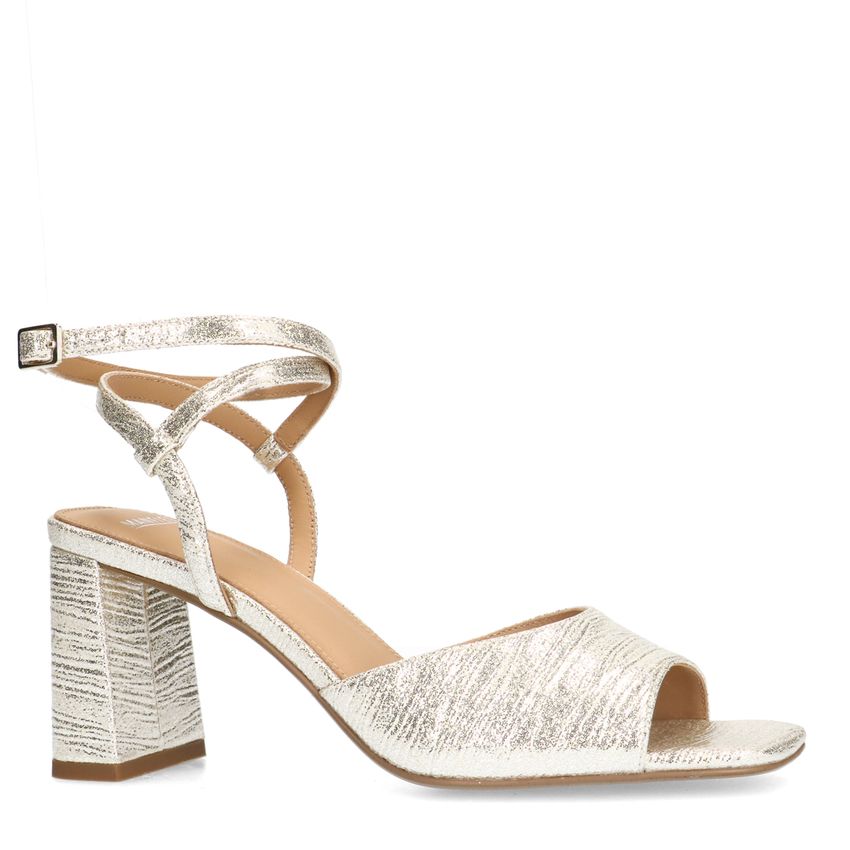Manfield Goudkleurige sandalen met hak