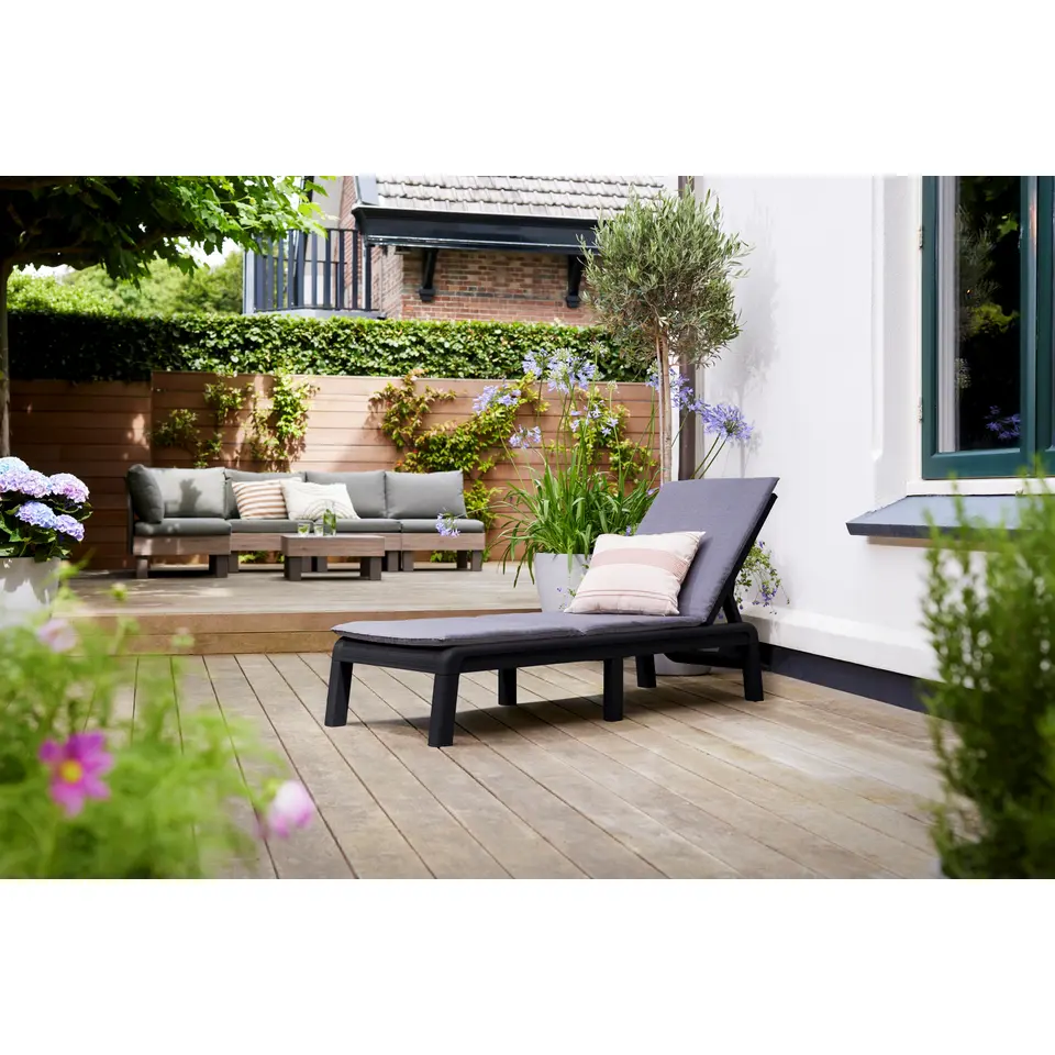 Keter Mallorca Ligbed - inclusief kussen - 187.5x58x29cm - Antraciet