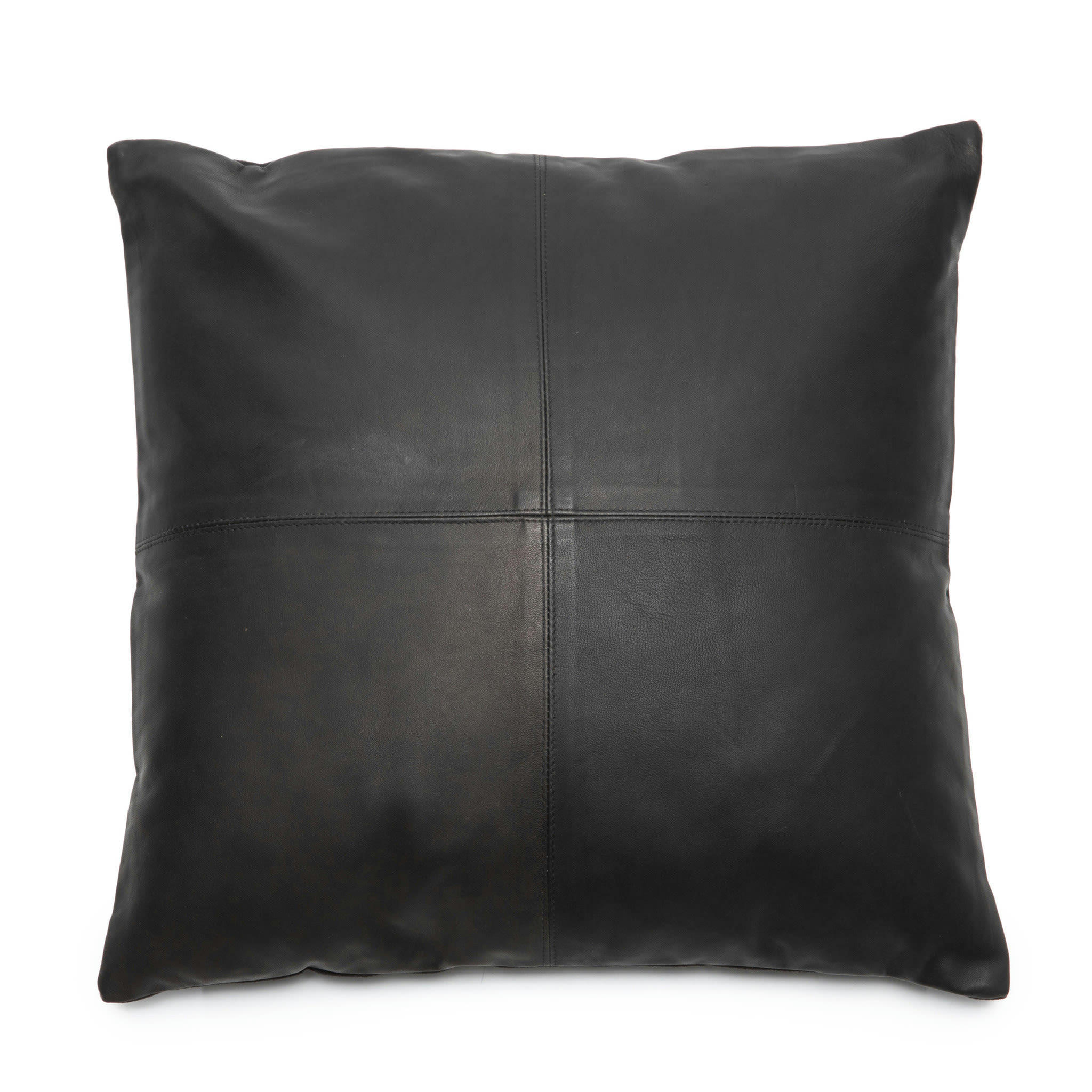 LEATHER - Coussin en cuir noir 60x60