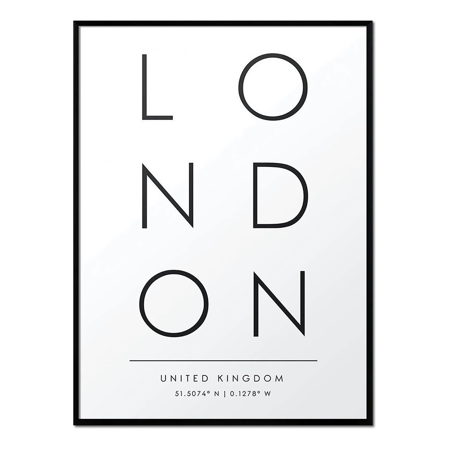 CIUDADES - Affiche avec cadre noir - Londres - 30x40