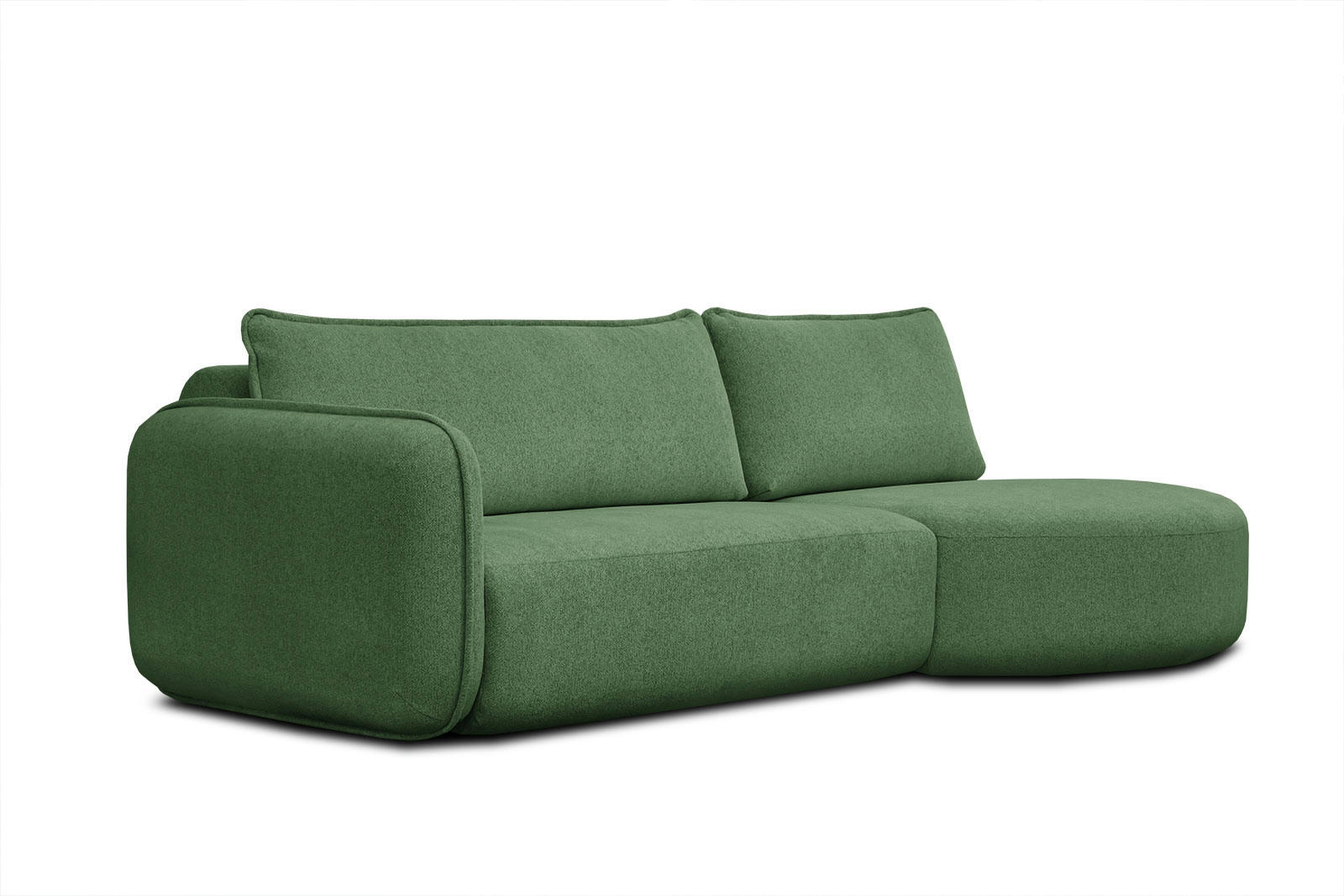 IPSUM - Canapé d'angle droit 3 places avec l'île tissu vert foncé