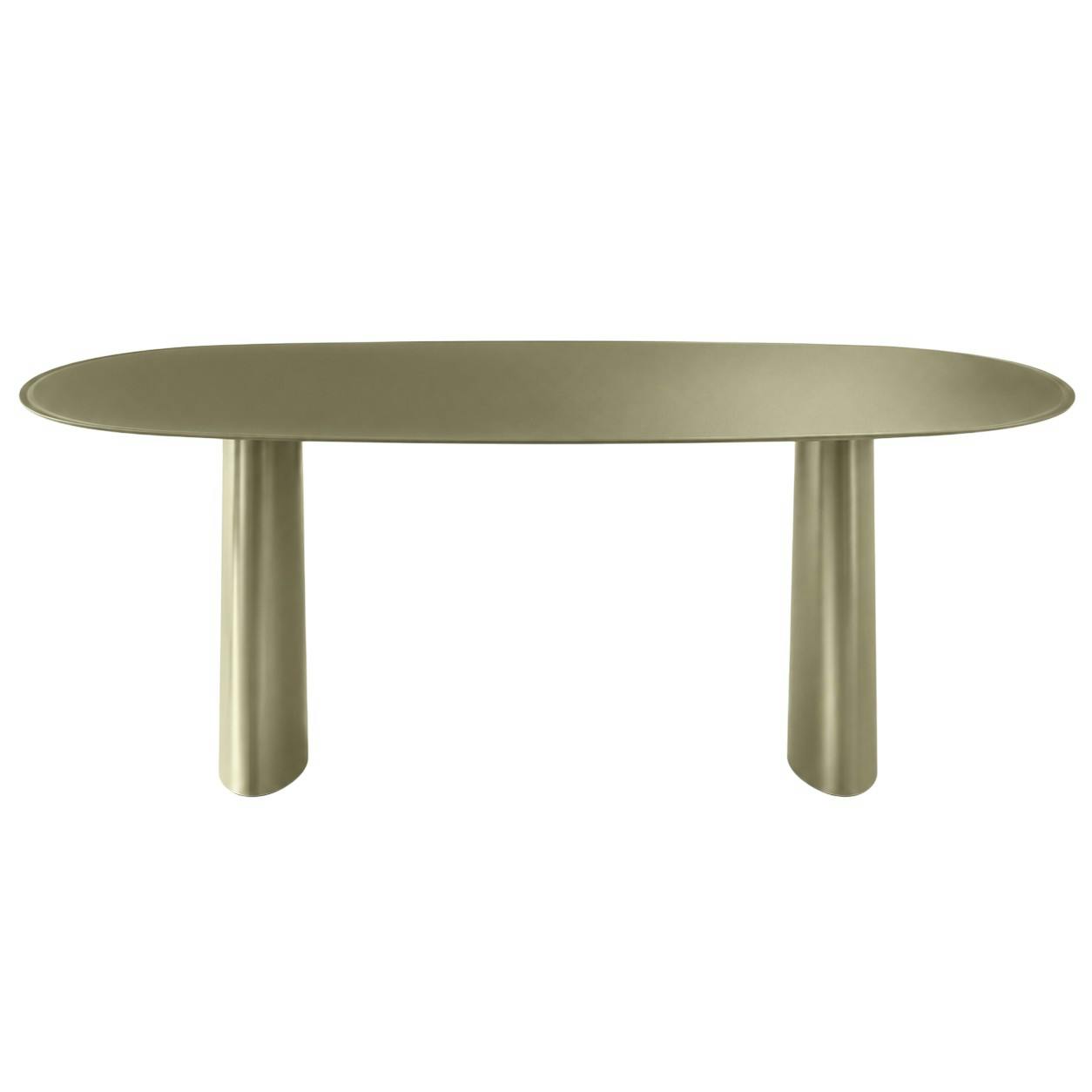 Table à manger design en verre finition vert organique 220 cm ALBA