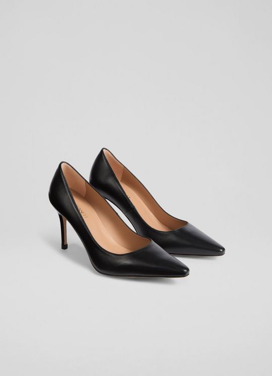 New Floret Black Nappa Leather Pointed Toe Courts