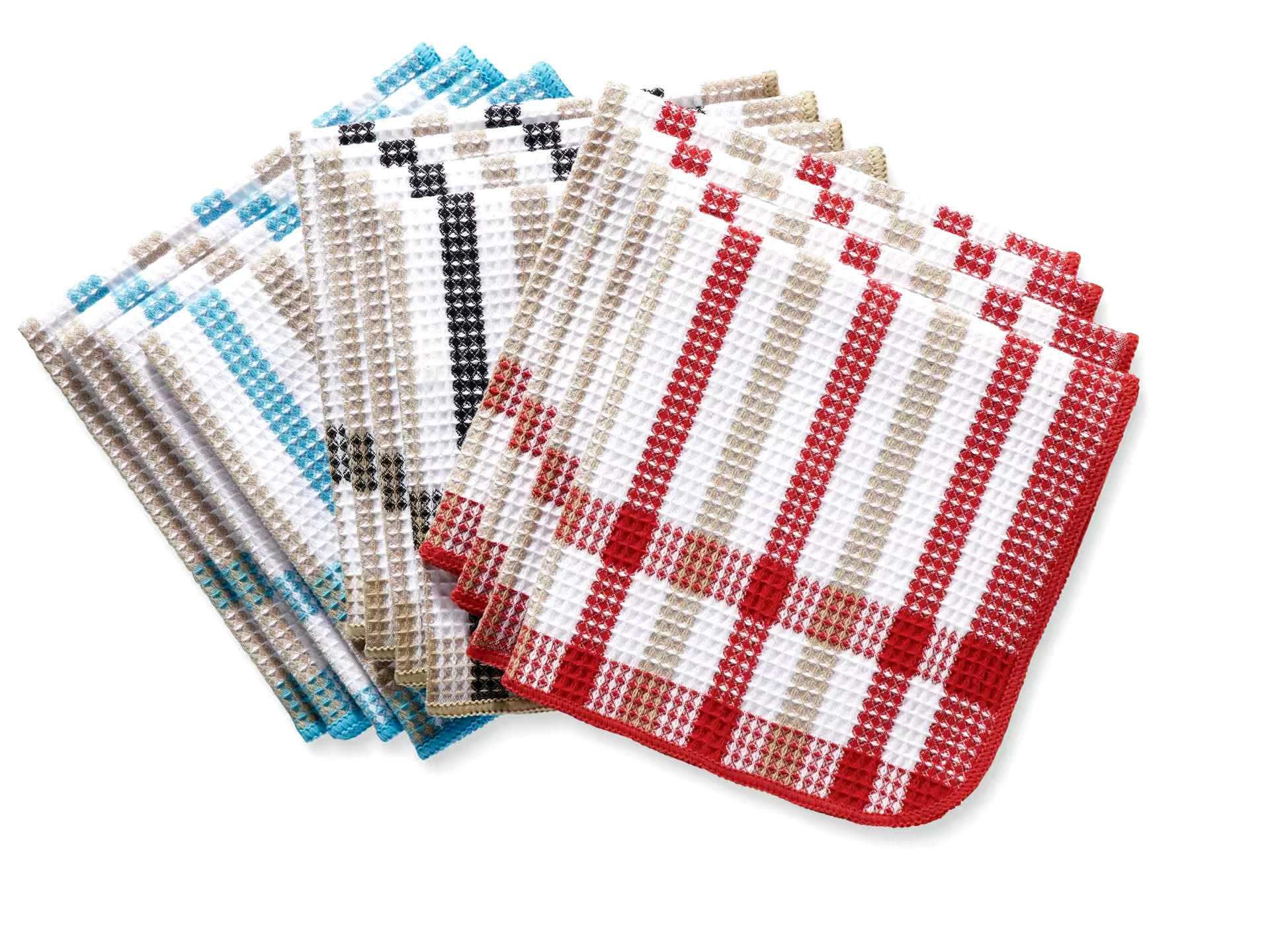 MASTER Chef Cotton Plaid Waffle Dishcloths, 14-in x 14-in, 12-pk, Assorted Colours