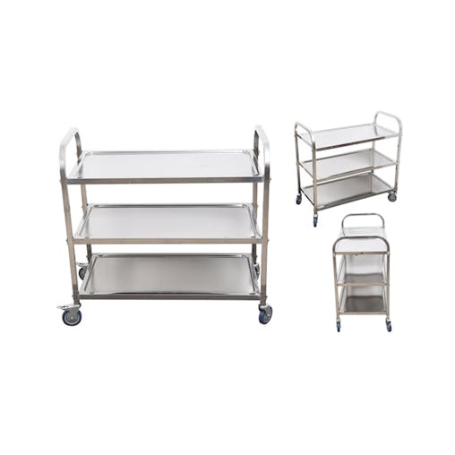 SOGA 2X 3 Tier Stainless Steel Kitchen Food Cart Trolley Utility Medium 85x45x90cm