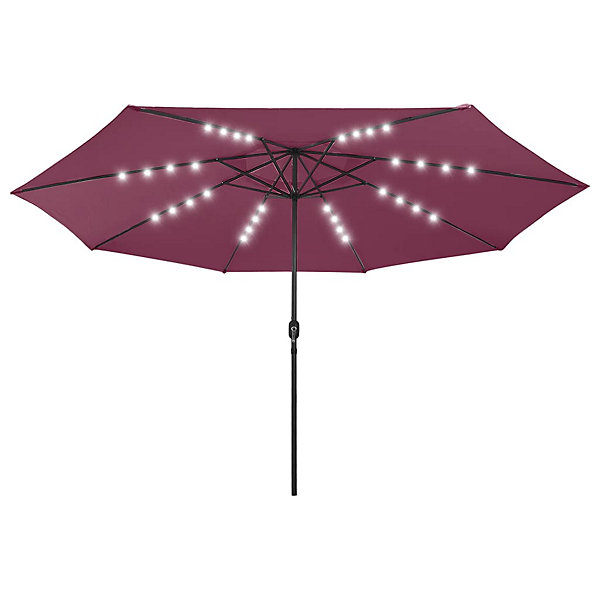 Parasol d'exterieur avec led et mât metal bordeaux Helloshop26