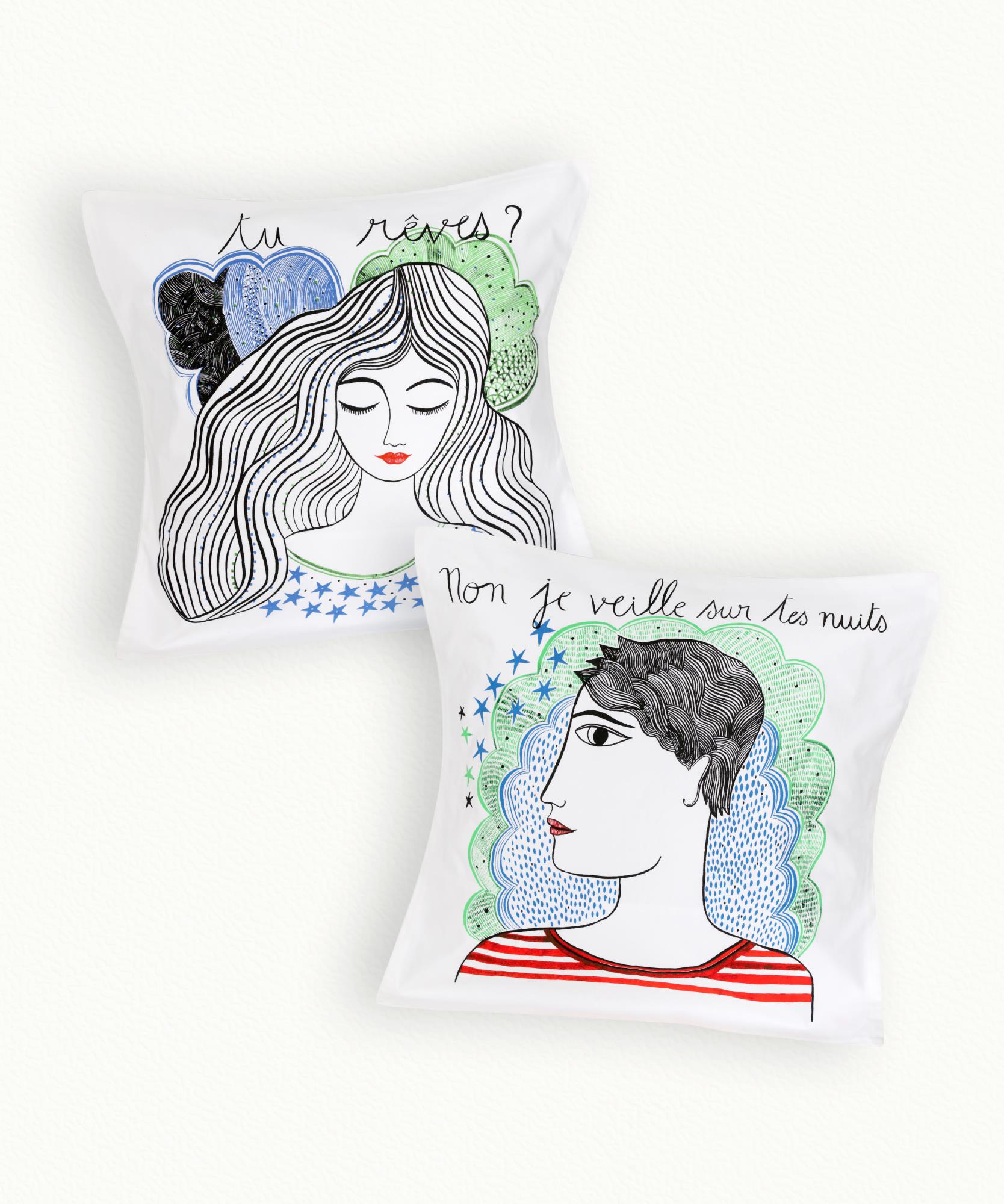 2 Taies d' oreiller Tu rêves ? - 65 x 65 cm