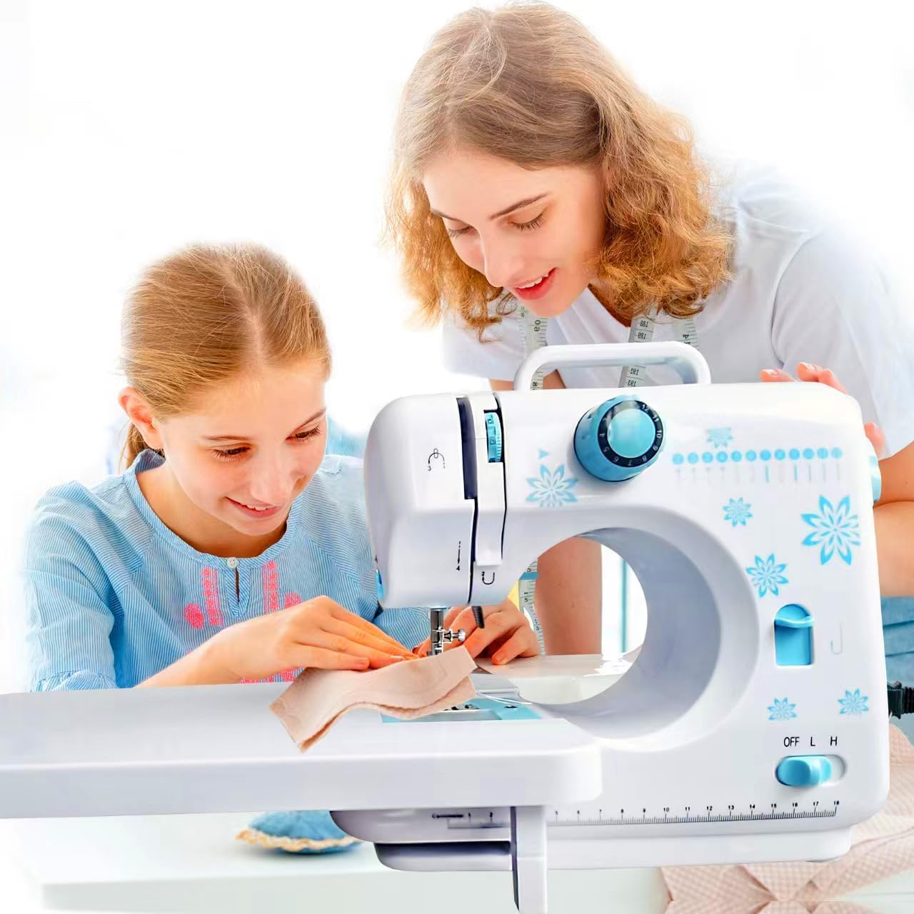 Sewing Machine for Beginners, Starter Safe Sewing Machine For Grandmother, Granddaughter, Adults, 505 New Upgraded Pro Sewing Machines with Extension Table -7 Presser Feet, Foot Pedal