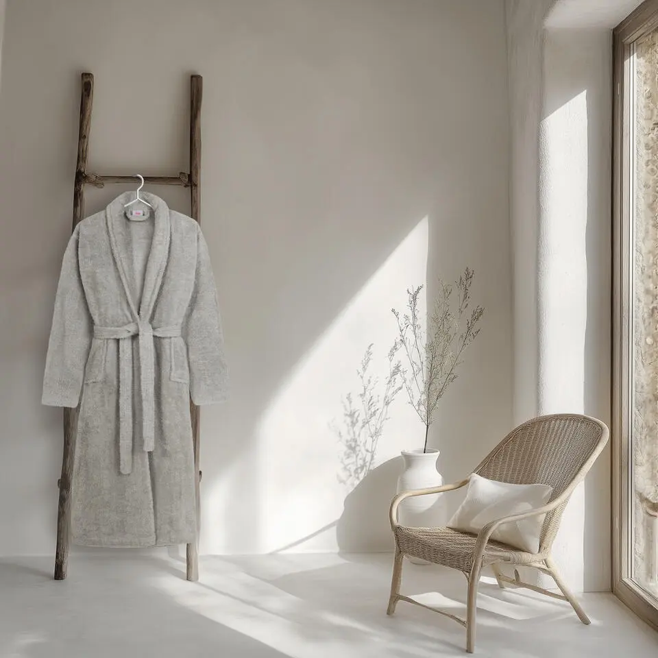 HIP badjas effen kleur - XS/S - Zilver - Badstof