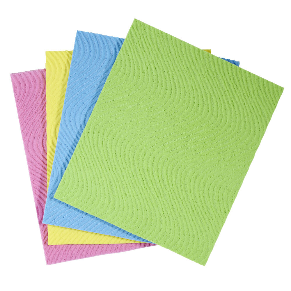 Lavette x4 en cellulose 15,5x18cm 4 couleurs assorties
