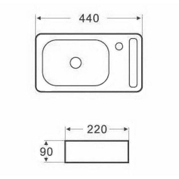 Lave main Rectangle 44 cm avec Porte serviette Céramique Blanc- Pratic