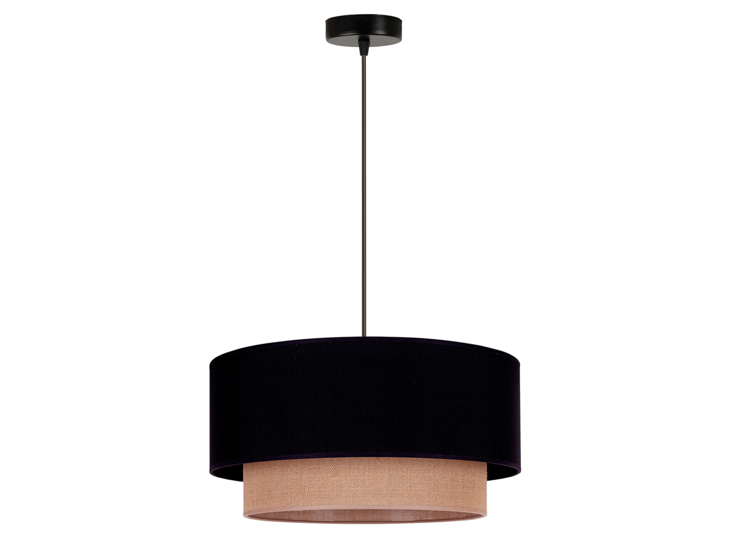 Lampa wisząca Boho tkaninowa czarno-beżowa