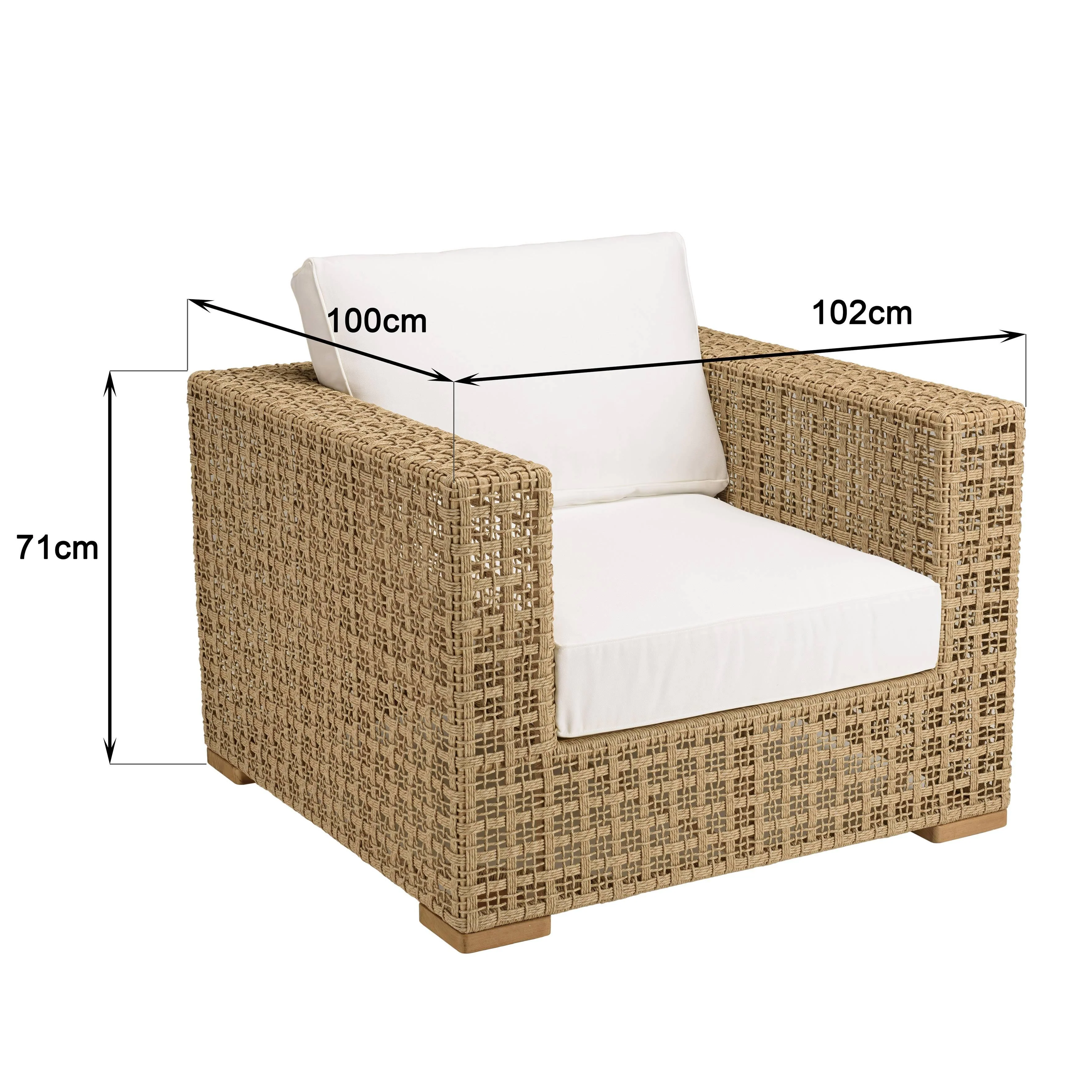Loungeset Valeria 6-zits teakhout en rotan