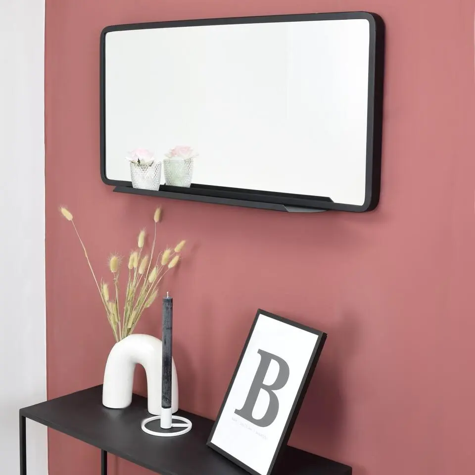 LOFT42 Industry Spiegel Rechthoek met planchet - Metaal - Mat Zwart - 40x80x12