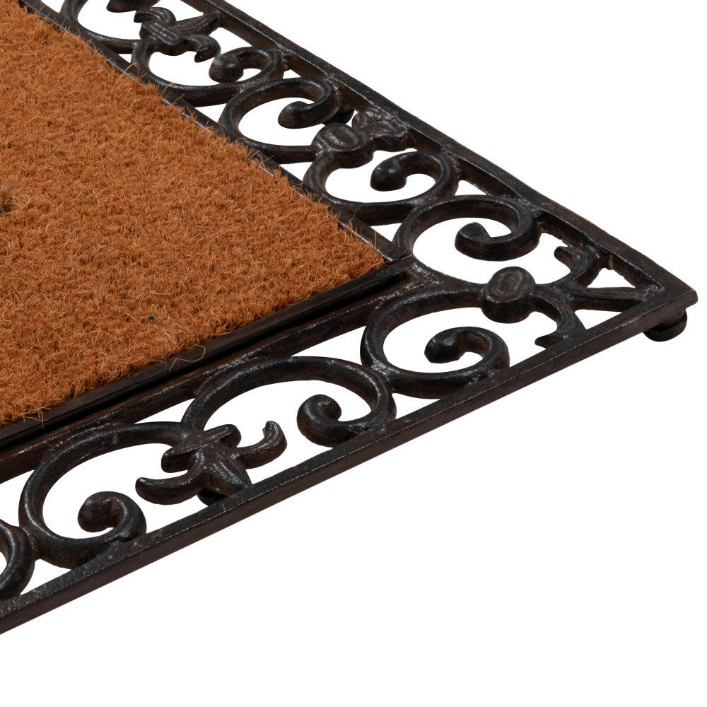 BIENVENUE - Paillasson en métal forgé et fibre de noix de coco brun