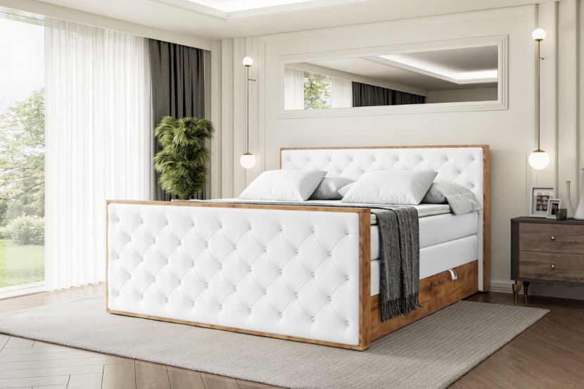 Łóżko kontynentalne z pojemnikiem i materacem H3|H4 LOLLI3-Z KING 120x200cm