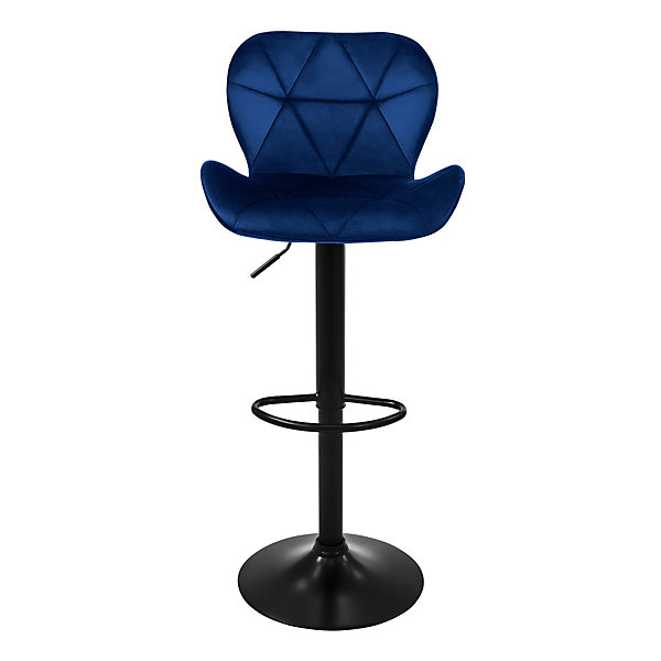Lot 4 tabourets de bar rembourrées velours chaise bleu hauteur réglable 59-79 cm