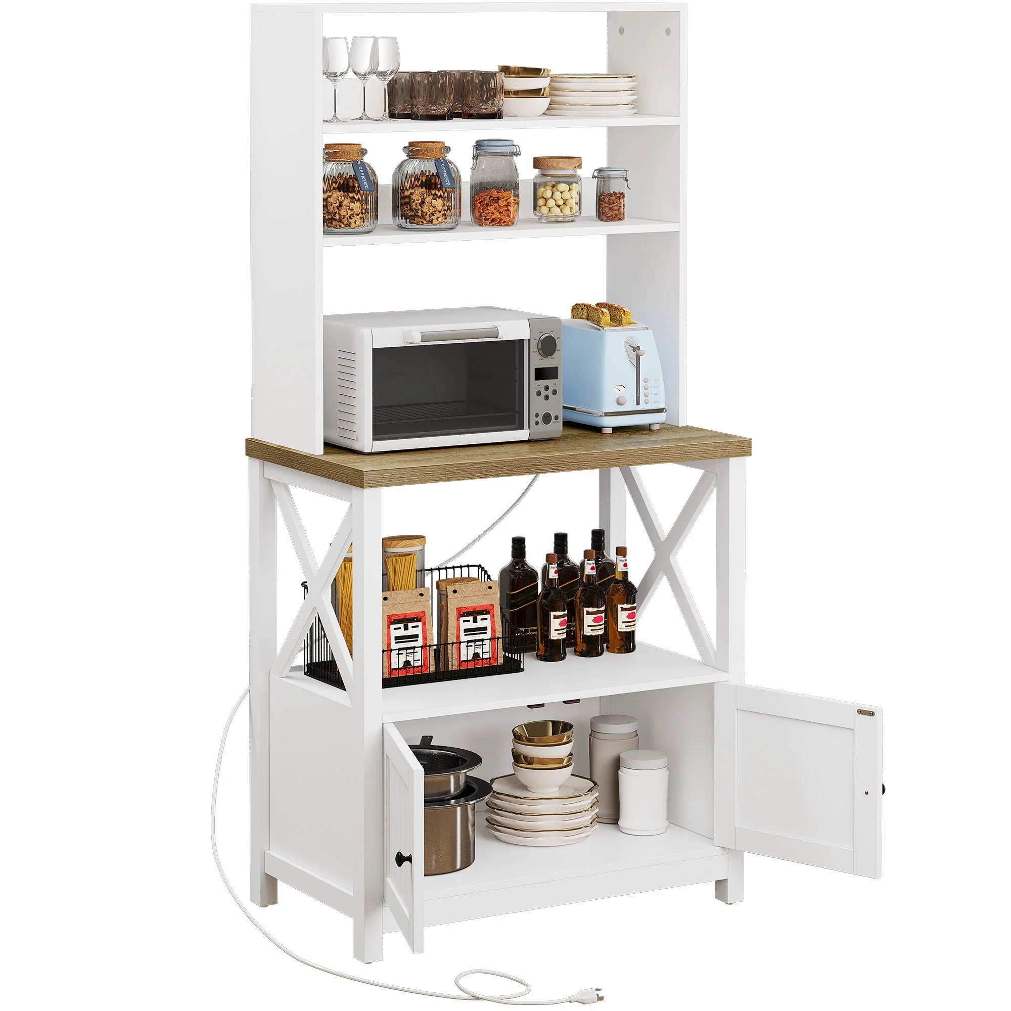 Moasis 5 Tier Kitchen Bakers Rack with Storage Shelves Microwave Oven Stand Kitchen Shelf Organizer