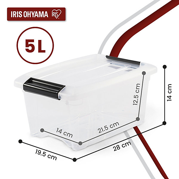 Iris Ohyama, Petites Boites de Rangement Plastique, 5L, Lot de 6, Transparent, NTB-5