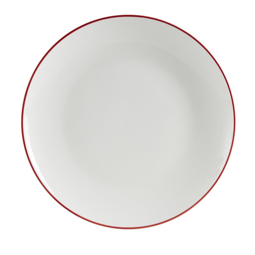 Assiette dessert porcelaine blanc liseré rouge Ø20cm