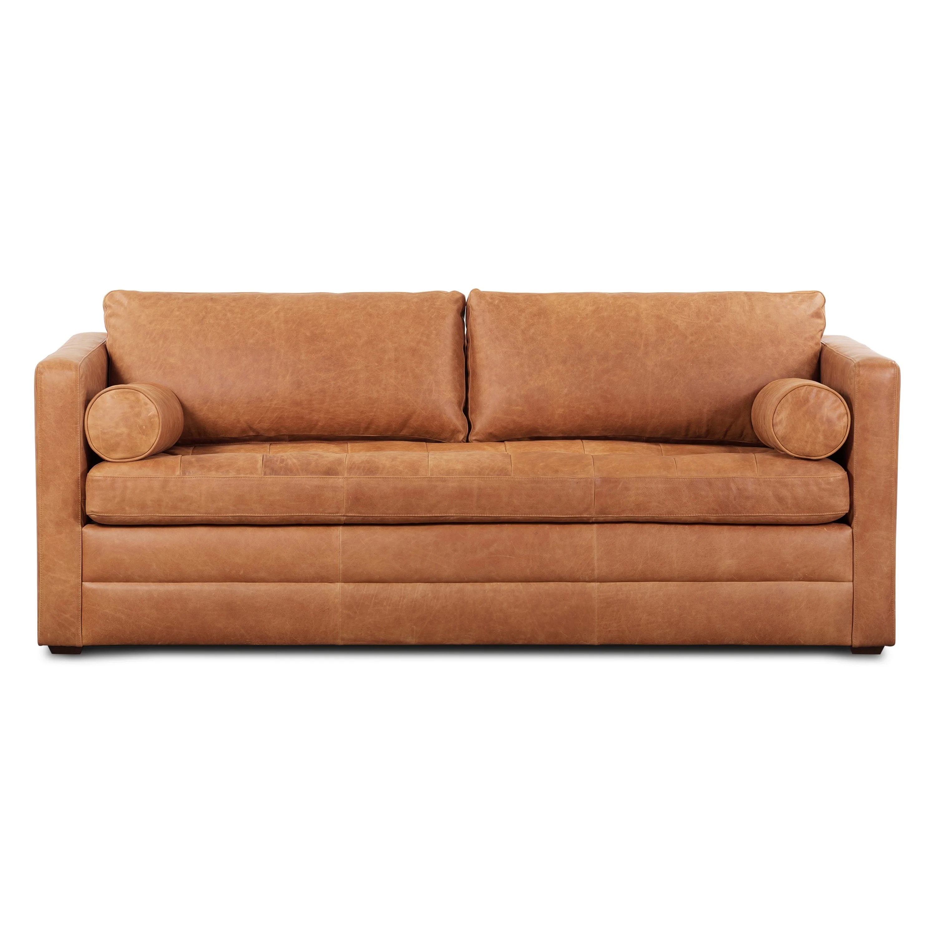 Poly & Bark Napa 82 Leather Pull-Out Convertible Sleeper Sofa - Full Grain Genuine Italian Leather