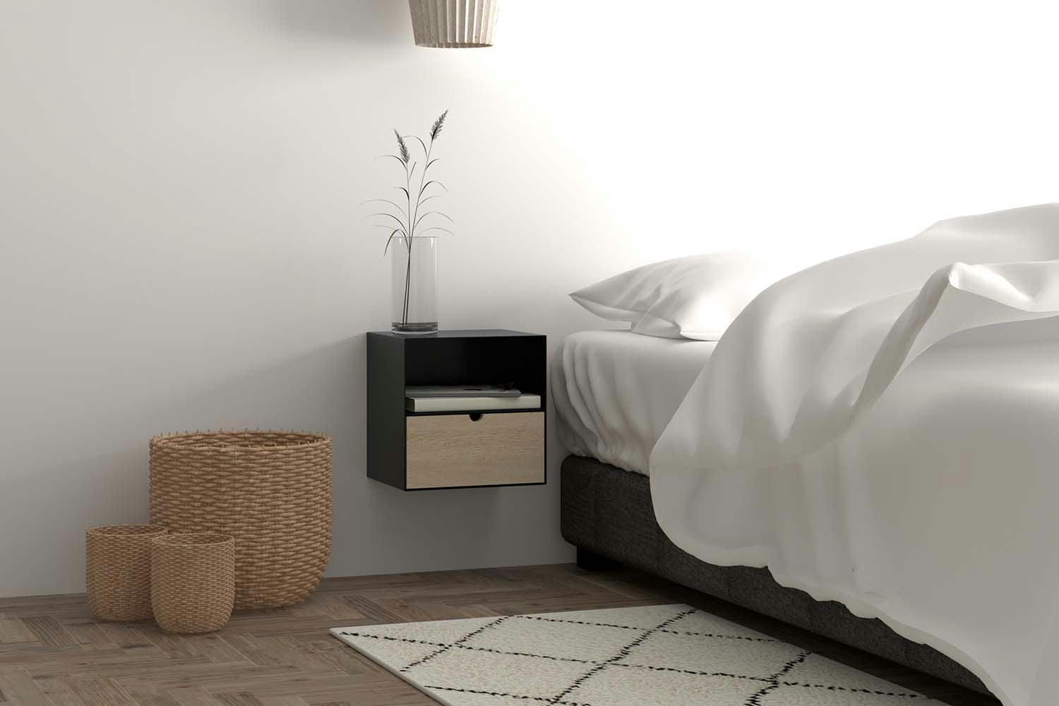 ALOFT - Lot de 2 tables de chevet suspendues noires