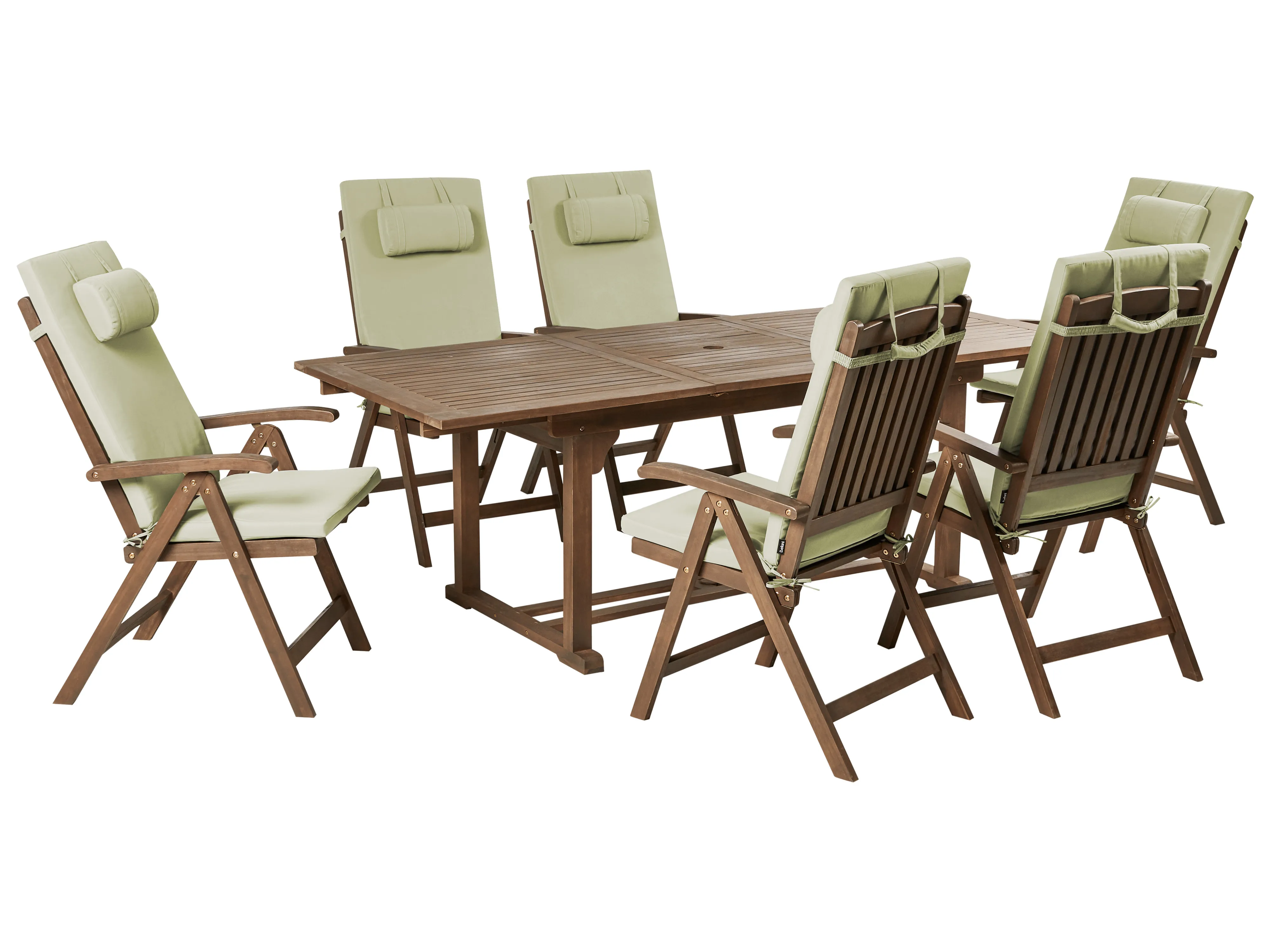 Garden Dining Set 6 Seater AMANTEA PREMIUM Acacia Wood Green