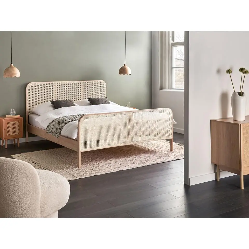 GONFARON - Tweepersoonsbed - Lichtbruin - 160 x 200 cm - Dennenhout