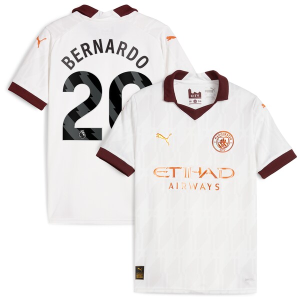 Bernardo Silva Manchester City Puma Youth 2023/24 Away Replica Jersey - White