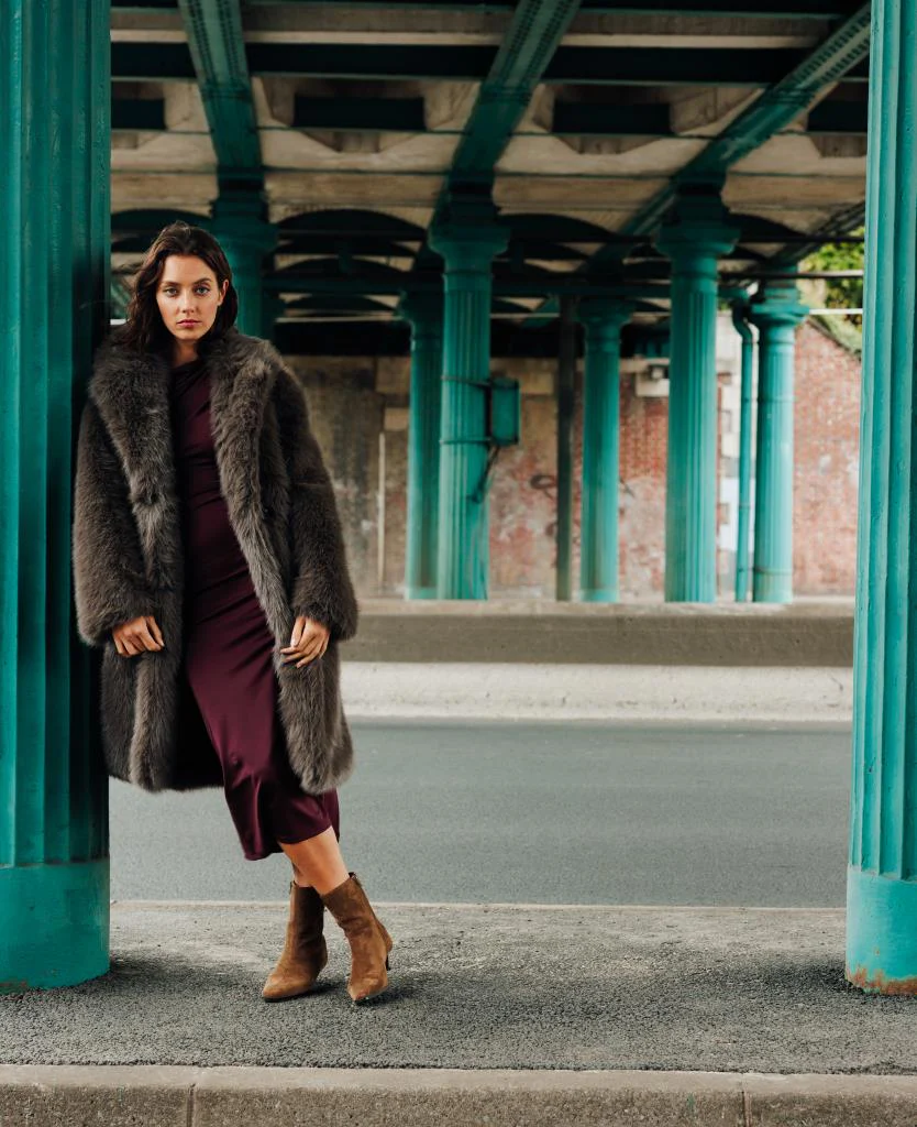 Manteau en fourrure avec col