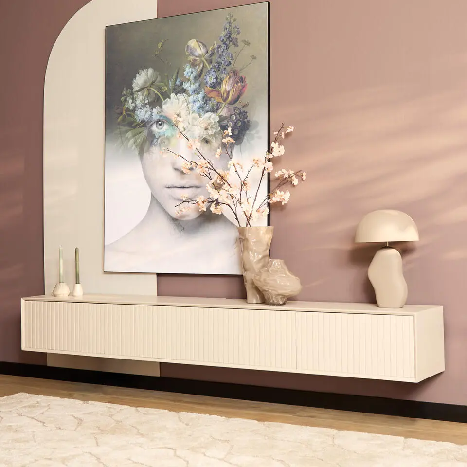 Zwevend Tv-meubel Zandkleur Hout - 240x35x30cm - Madison