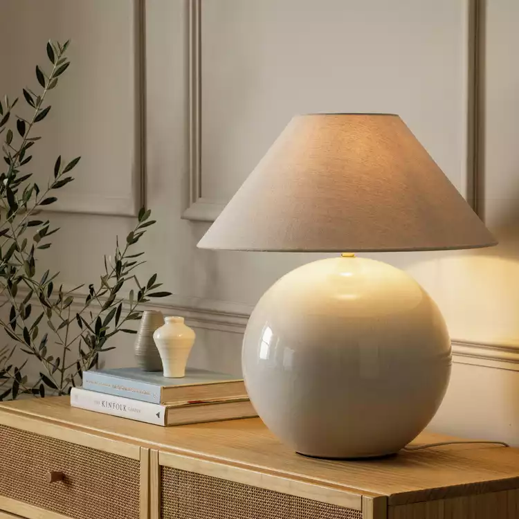 Habitat Circle 51cm Ceramic Table Lamp - Cream