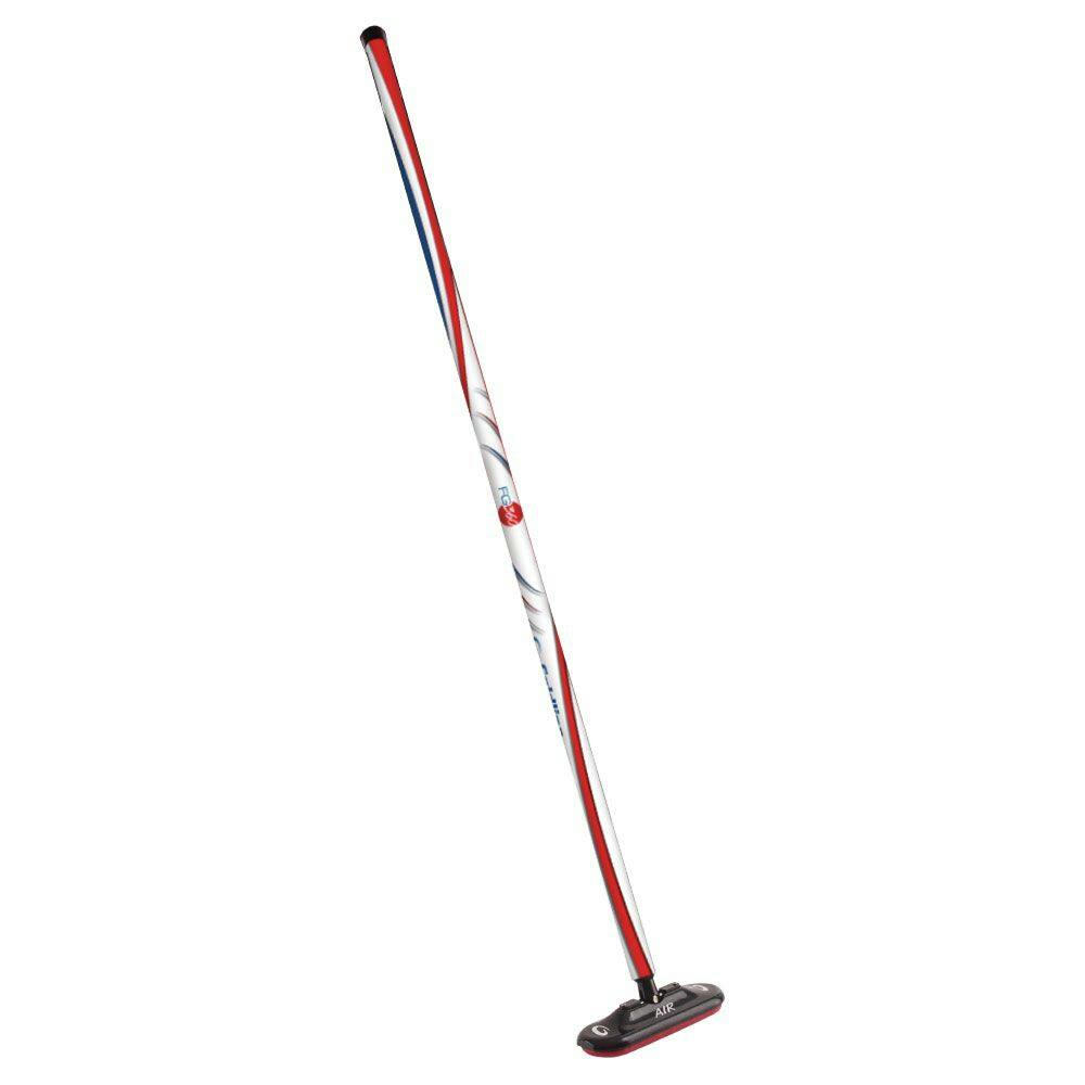 Goldline FG Air Fiberglass Shaft Curling Broom w/ Stationary Oval Head & Airway Pad, 1-in, Red